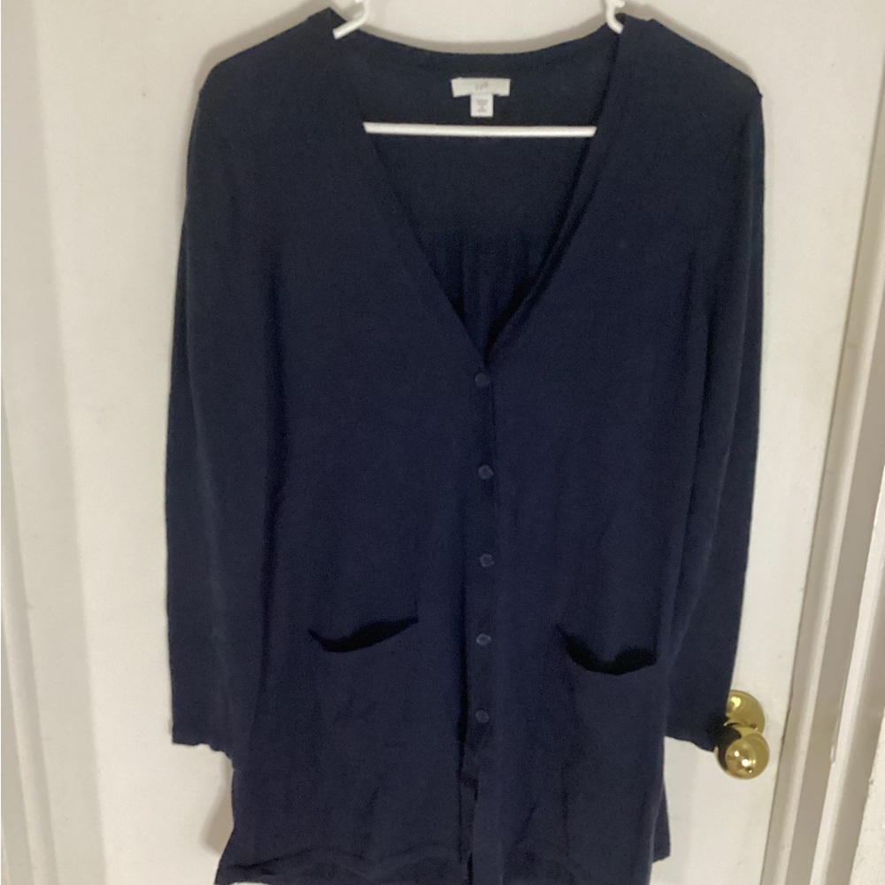 J. Jill womens dark blue button up cardigan size medium